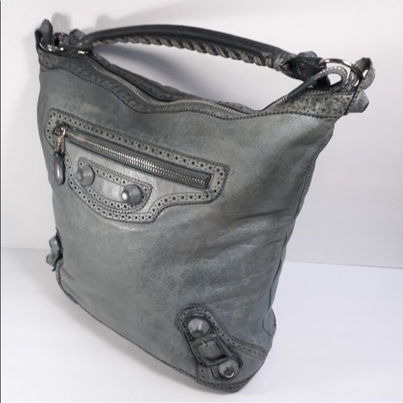 BALENCIAGA SLATE BLUE GIANT COVERED DAY HOBO BAG - Picture 2 of 7